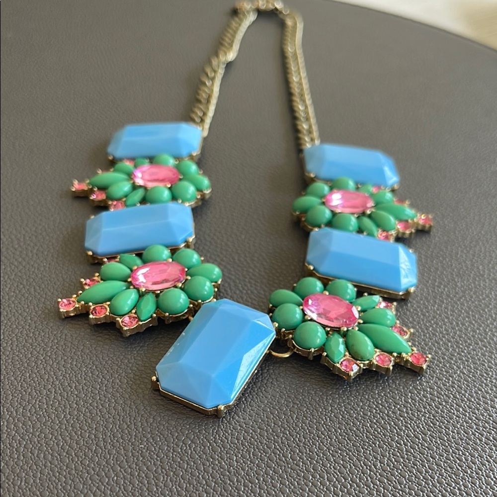 J. Crew Blue and Green Geometric Necklace